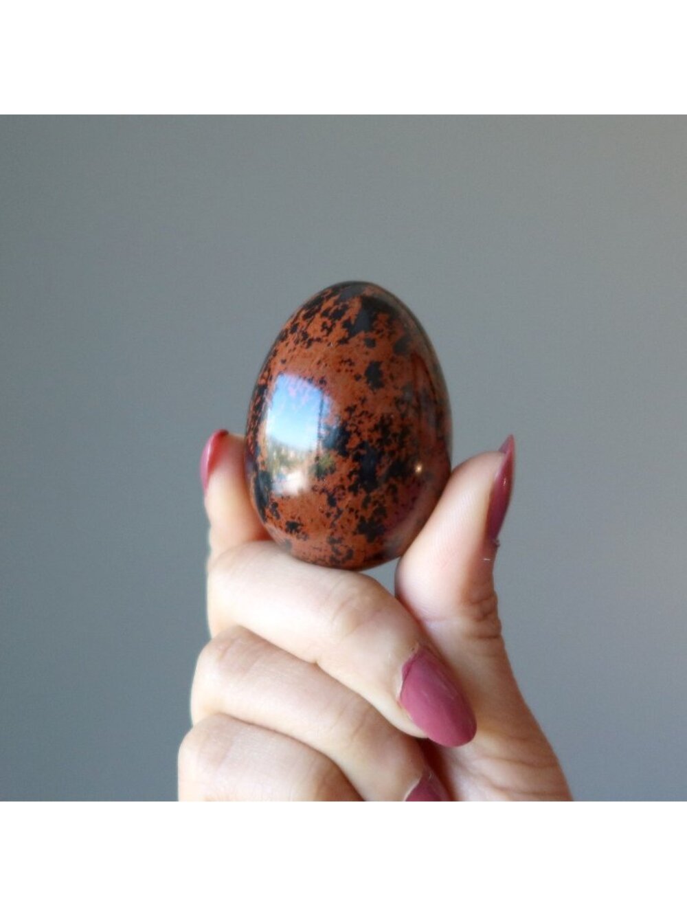 Mahogany Obsidian Egg Spiritual Security Vault Volcanic Stone Crystal Healing